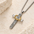 Modern Style Jesus Crown Of Thorns Cross Sacred Protection Pendant