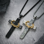 Collar con Dije de Cruz Corona de Espinas de Jesús Estilo Moderno: Protección Sagrada