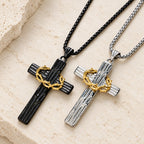 Modern Style Jesus Crown Of Thorns Cross Sacred Protection Pendant