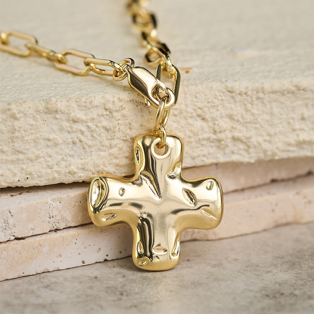 Collar de Cadena de Eslabones Clip con Cruz Minimalista: Símbolo de Fe y Estilo Moderno