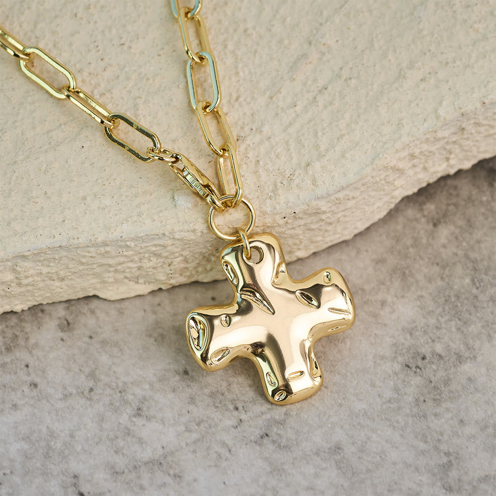 Collar de Cadena de Eslabones Clip con Cruz Minimalista: Símbolo de Fe y Estilo Moderno