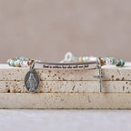 Pulsera Salmo 46:5 de Turquesa Africana Natural: Barra Grabada y Cuentas de Piedra