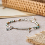 Pulsera Salmo 46:5 de Turquesa Africana Natural: Barra Grabada y Cuentas de Piedra