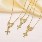 Collar de Corazón con Cruz de la Virgen y San Benito con Circonias: Gracia Divina Diaria