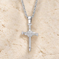 Zircon-Accented Nail Shaped Cross Pendant