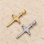 Zircon-Accented Nail Shaped Cross Pendant