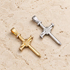 Zircon-Accented Nail Shaped Cross Pendant