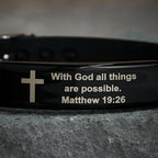 Pulsera Luminosa de Silicona con Cruz y Mateo 19:26: Mensaje Eterno de Esperanza y Fe