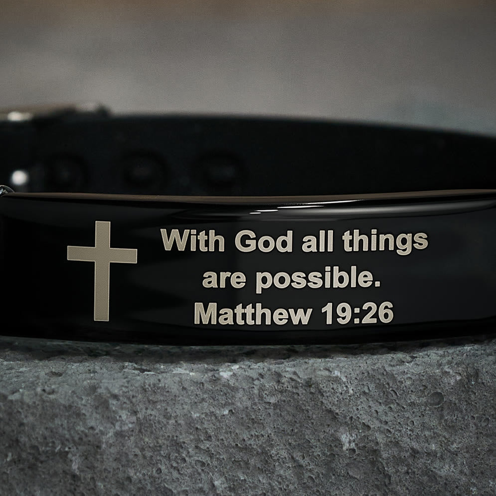 Pulsera Luminosa de Silicona con Cruz y Mateo 19:26: Mensaje Eterno de Esperanza y Fe