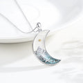 Collar de Semilla de Mostaza con Luna Creciente y Cruz: Incrustación de Turquesa y Tono Plata