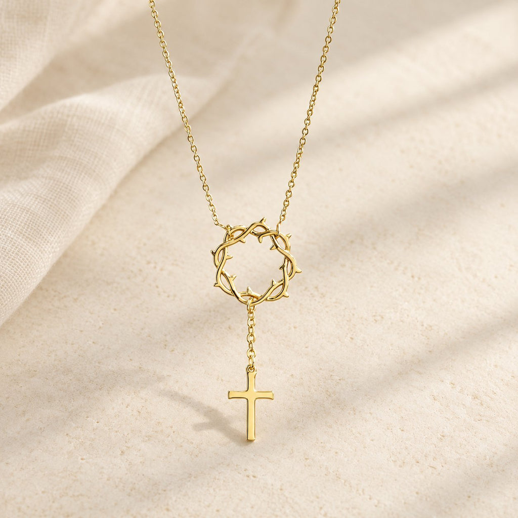 Thorn Crown Cross Necklace