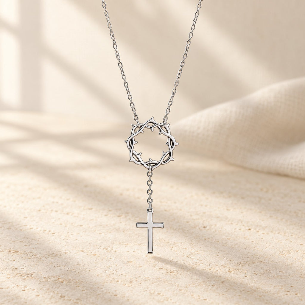 Thorn Crown Cross Necklace