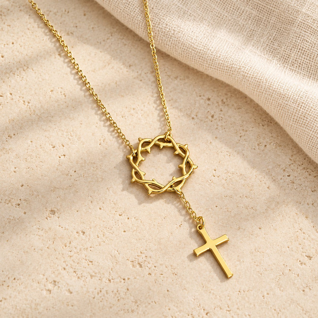 Thorn Crown Cross Necklace