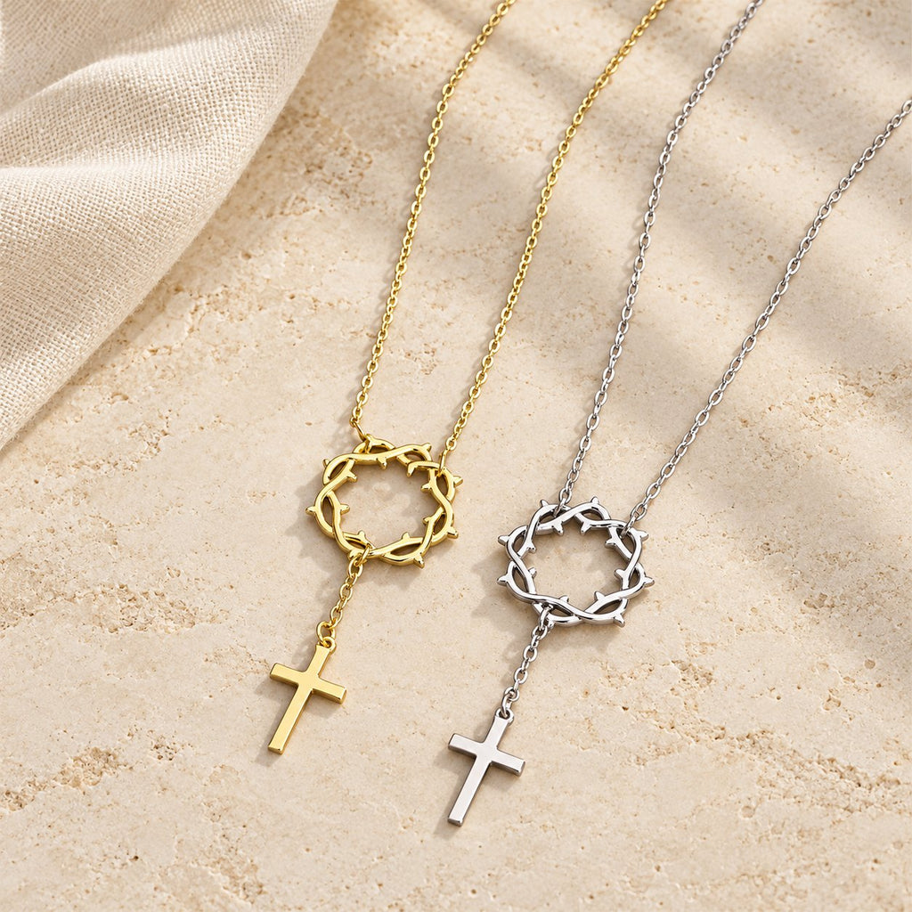 Thorn Crown Cross Necklace