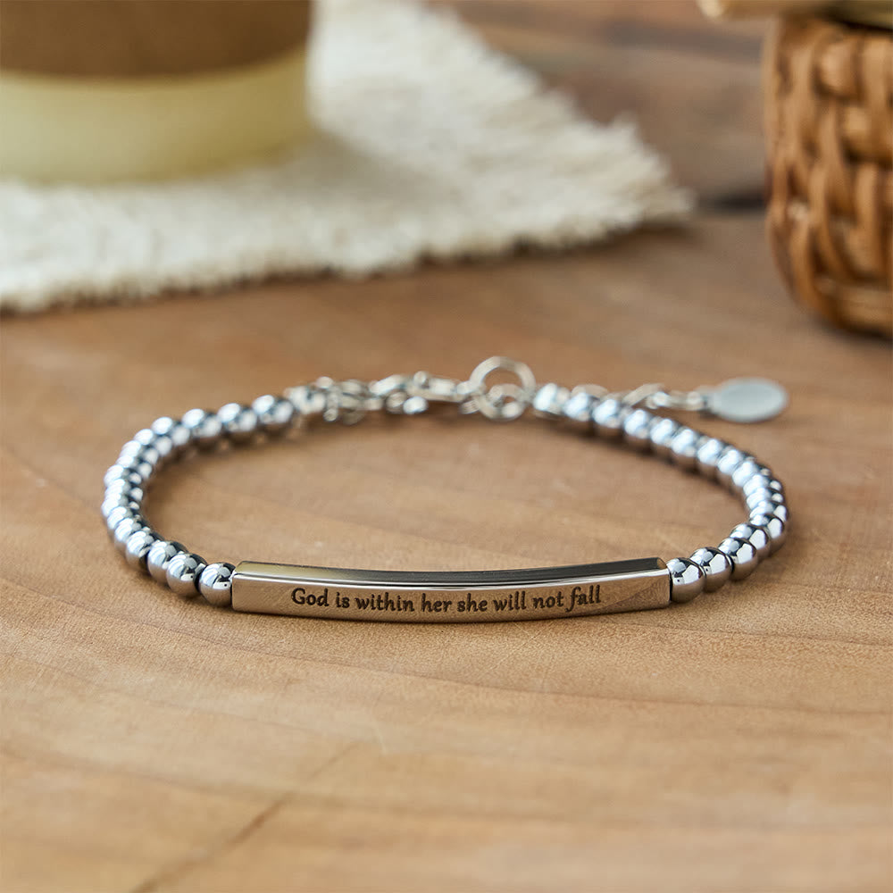 Pulsera de Cuentas Grabada "Fuerza y Valor": Símbolo de Fuerza y Valor Divinos