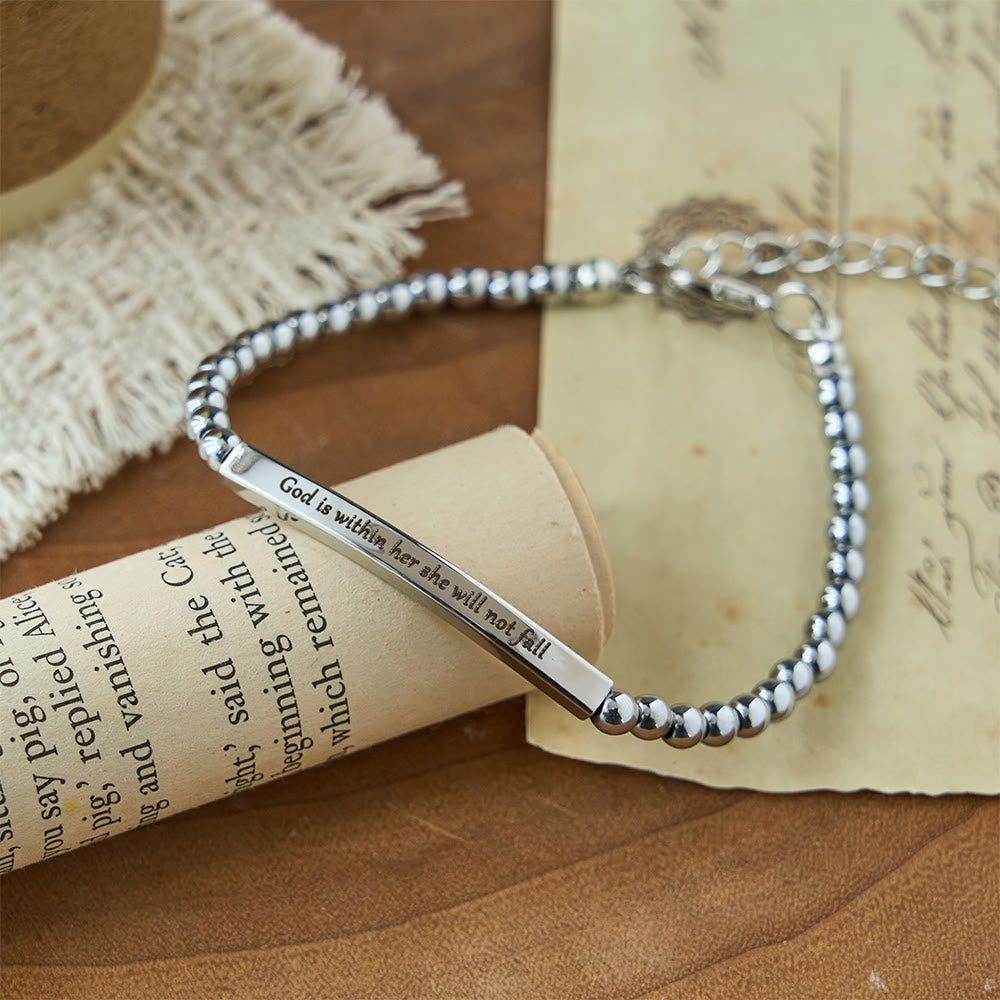 Pulsera de Cuentas Grabada "Fuerza y Valor": Símbolo de Fuerza y Valor Divinos