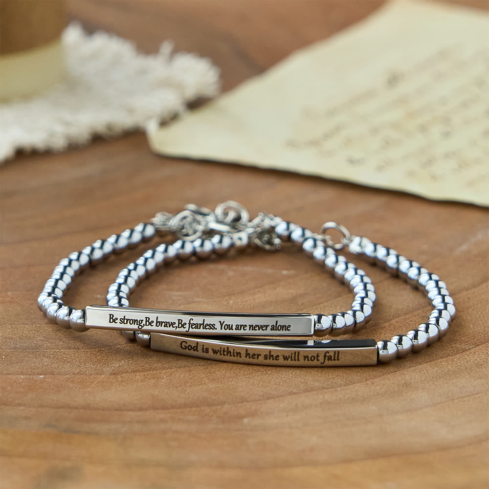 Pulsera de Cuentas Grabada "Fuerza y Valor": Símbolo de Fuerza y Valor Divinos