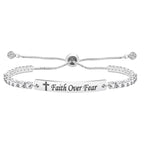 Pulsera de Fe y Valor de Metal en Cuatro Colores con Barra Grabada o Lisa