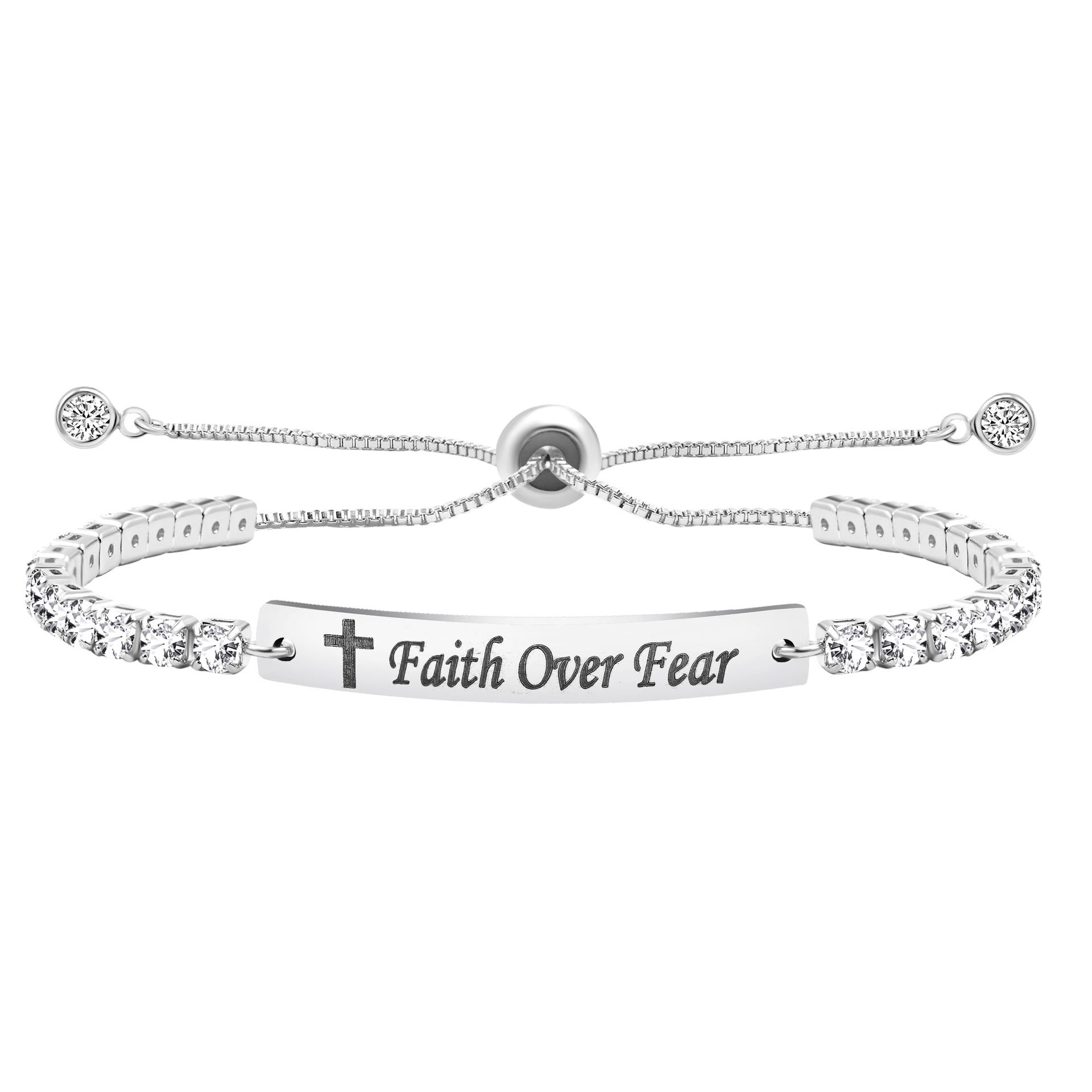 Pulsera de Fe y Valor de Metal en Cuatro Colores con Barra Grabada o Lisa