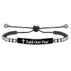 Pulsera de Fe y Valor de Metal en Cuatro Colores con Barra Grabada o Lisa