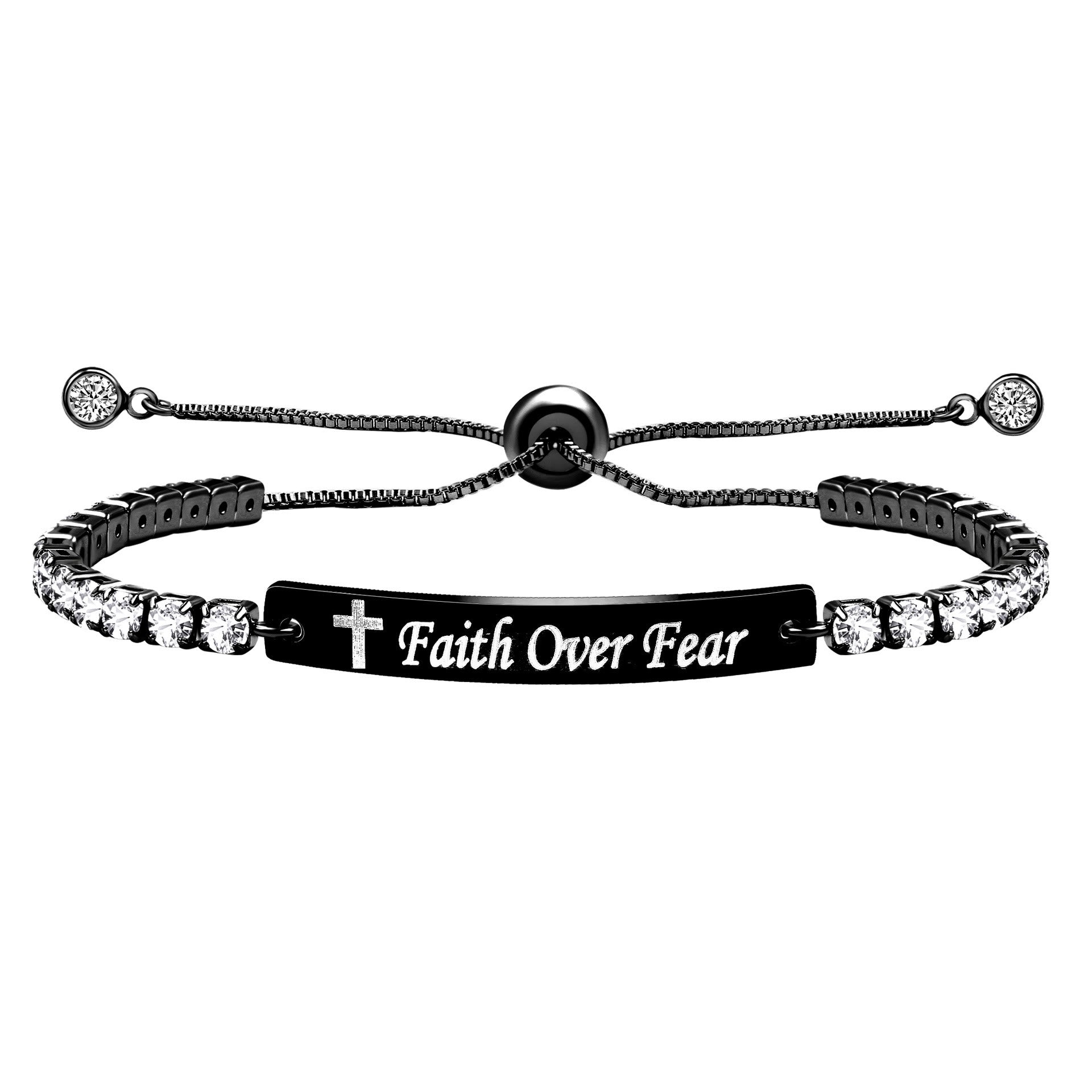 Pulsera de Fe y Valor de Metal en Cuatro Colores con Barra Grabada o Lisa
