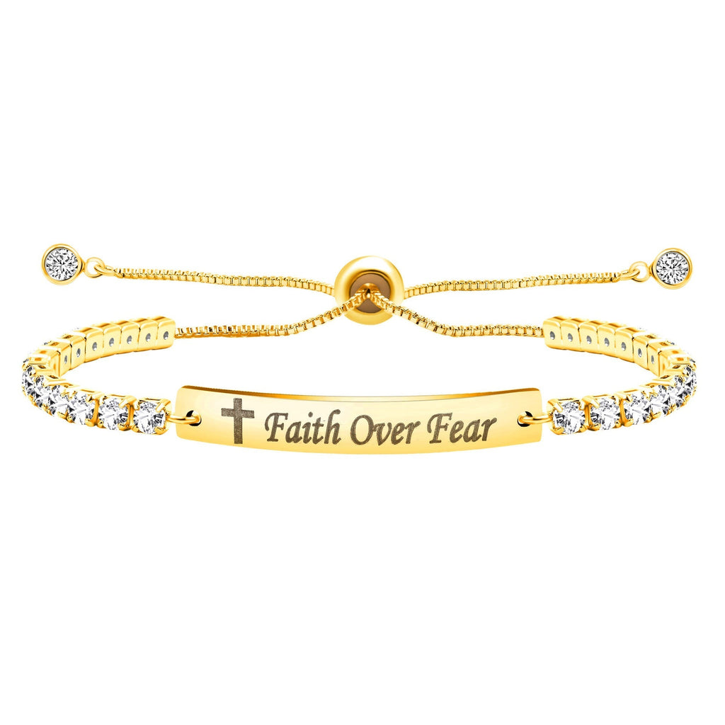 Pulsera de Fe y Valor de Metal en Cuatro Colores con Barra Grabada o Lisa