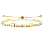 Pulsera de Fe y Valor de Metal en Cuatro Colores con Barra Grabada o Lisa