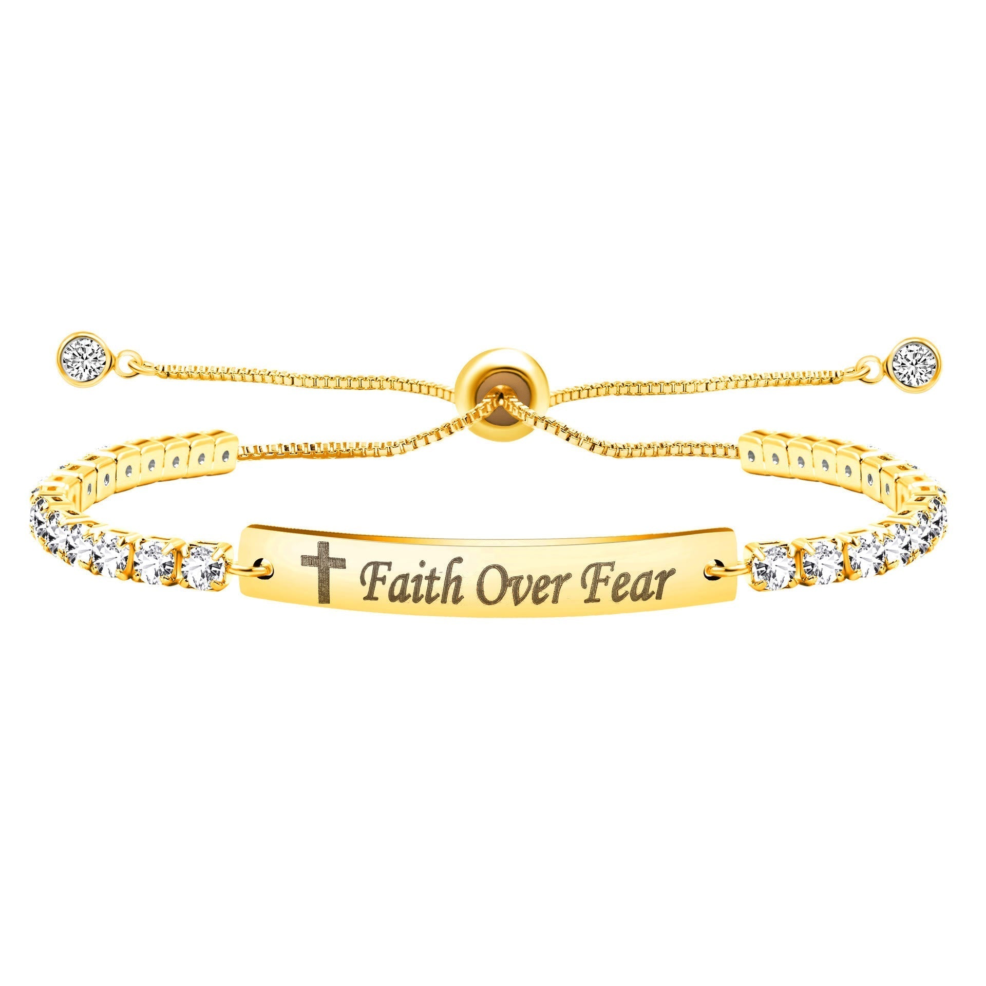 Pulsera de Fe y Valor de Metal en Cuatro Colores con Barra Grabada o Lisa