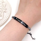 Pulsera de Fe y Valor de Metal en Cuatro Colores con Barra Grabada o Lisa