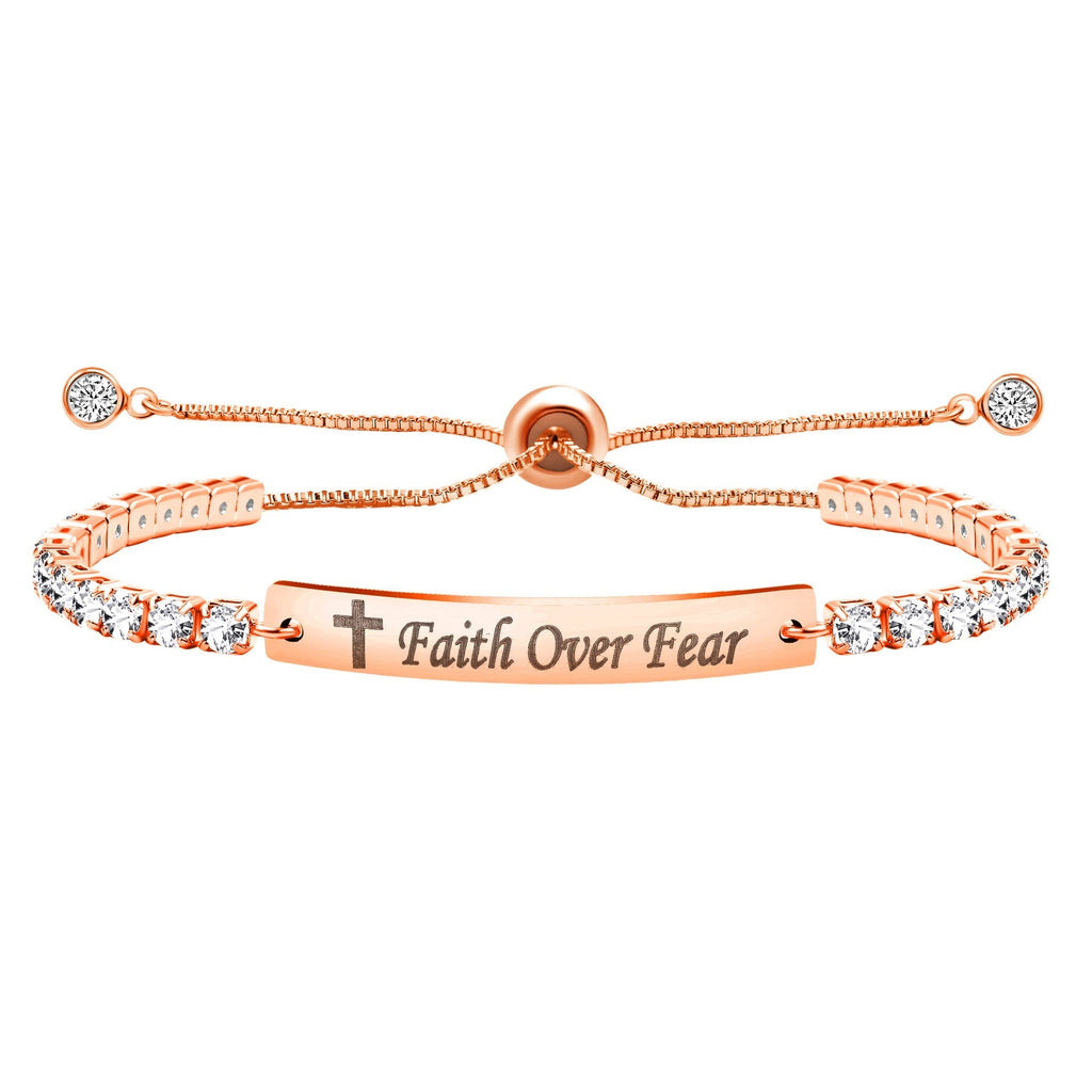 Pulsera de Fe y Valor de Metal en Cuatro Colores con Barra Grabada o Lisa