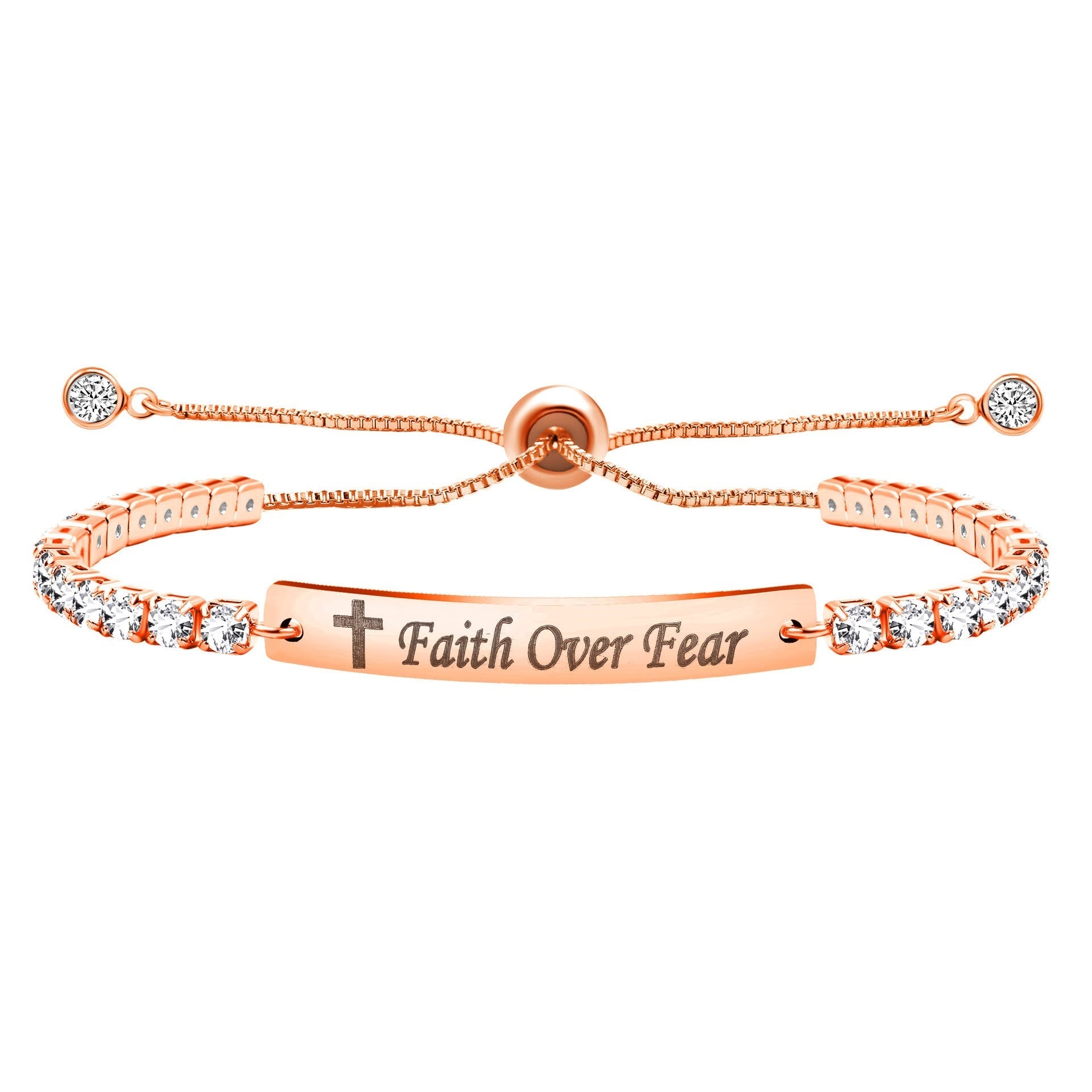 Pulsera de Fe y Valor de Metal en Cuatro Colores con Barra Grabada o Lisa