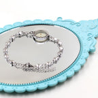 Pulsera Mateo 17:20 y Lucas 1:37 con Semilla de Mostaza: Corazones con Detalle de Circonia