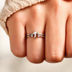 Zircon Accent Cross Double-Band Ring