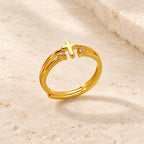 Zircon Accent Cross Double-Band Ring