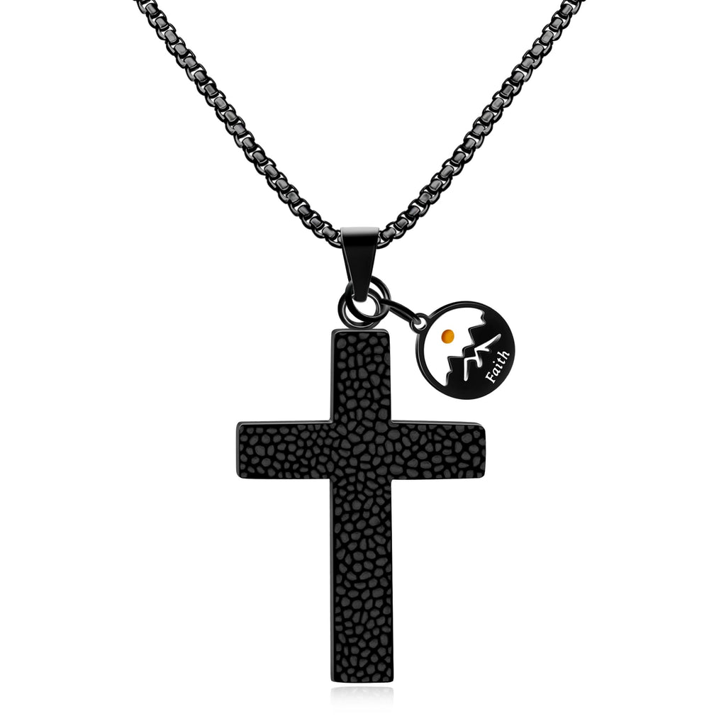 Collar de Cruz Texturizada con Semilla de Mostaza: Dijes Metálicos como Recordatorio Espiritual