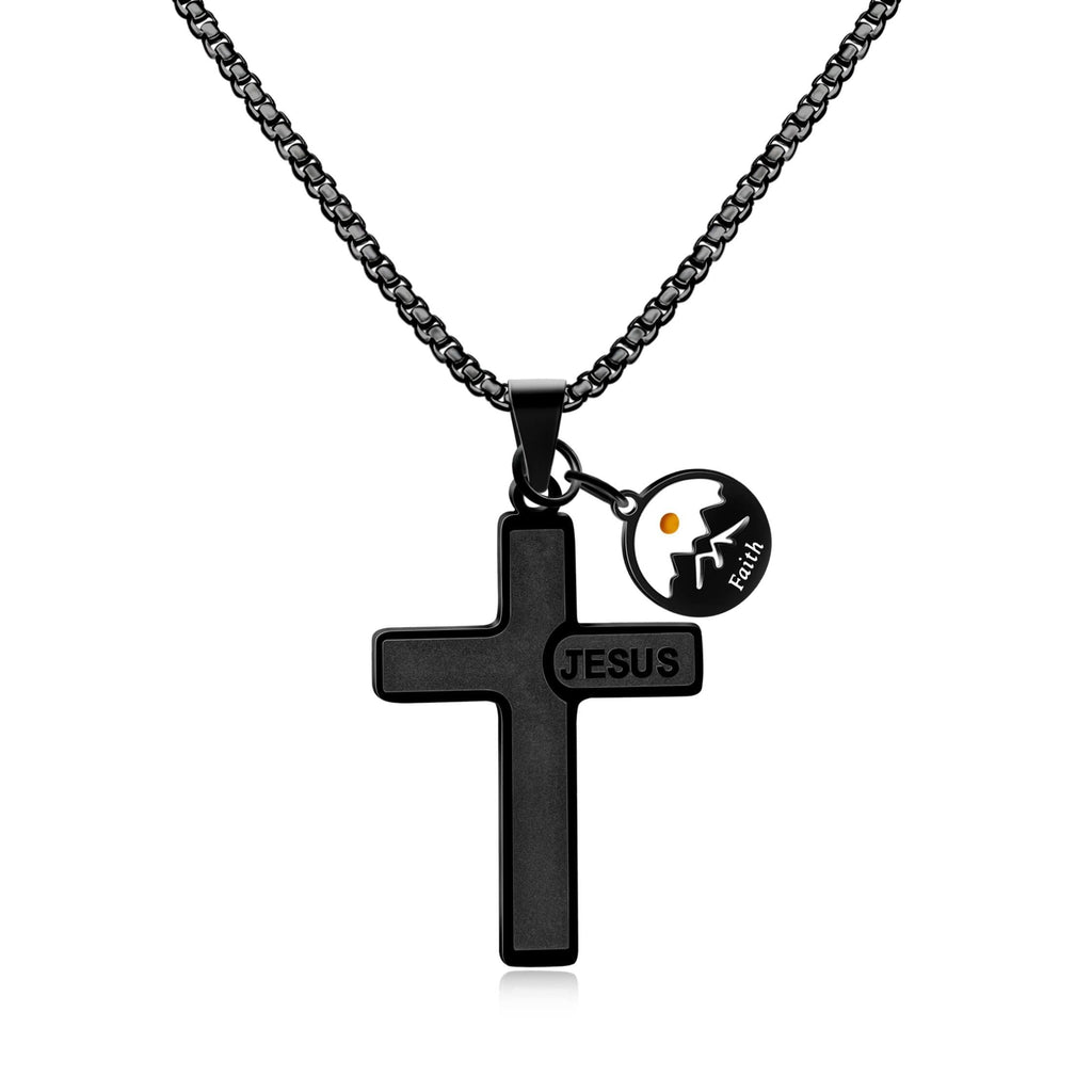 Collar de Cruz Semilla de Mostaza con Grabado de Jesús: Amor de Cristo y Poder de la Fe