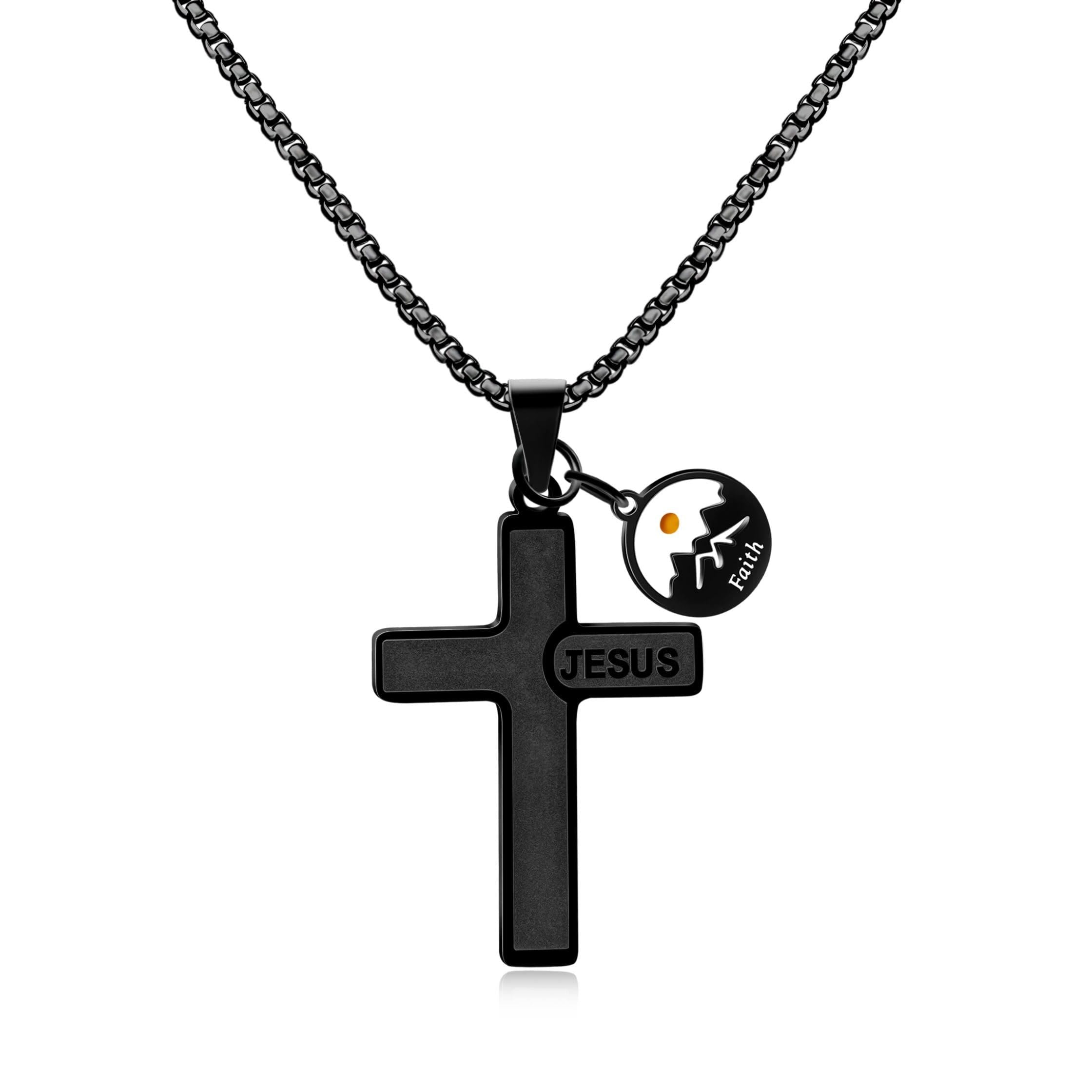 Collar de Cruz Semilla de Mostaza con Grabado de Jesús: Amor de Cristo y Poder de la Fe