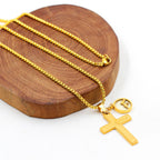 Collar de Cruz Semilla de Mostaza con Grabado de Jesús: Amor de Cristo y Poder de la Fe