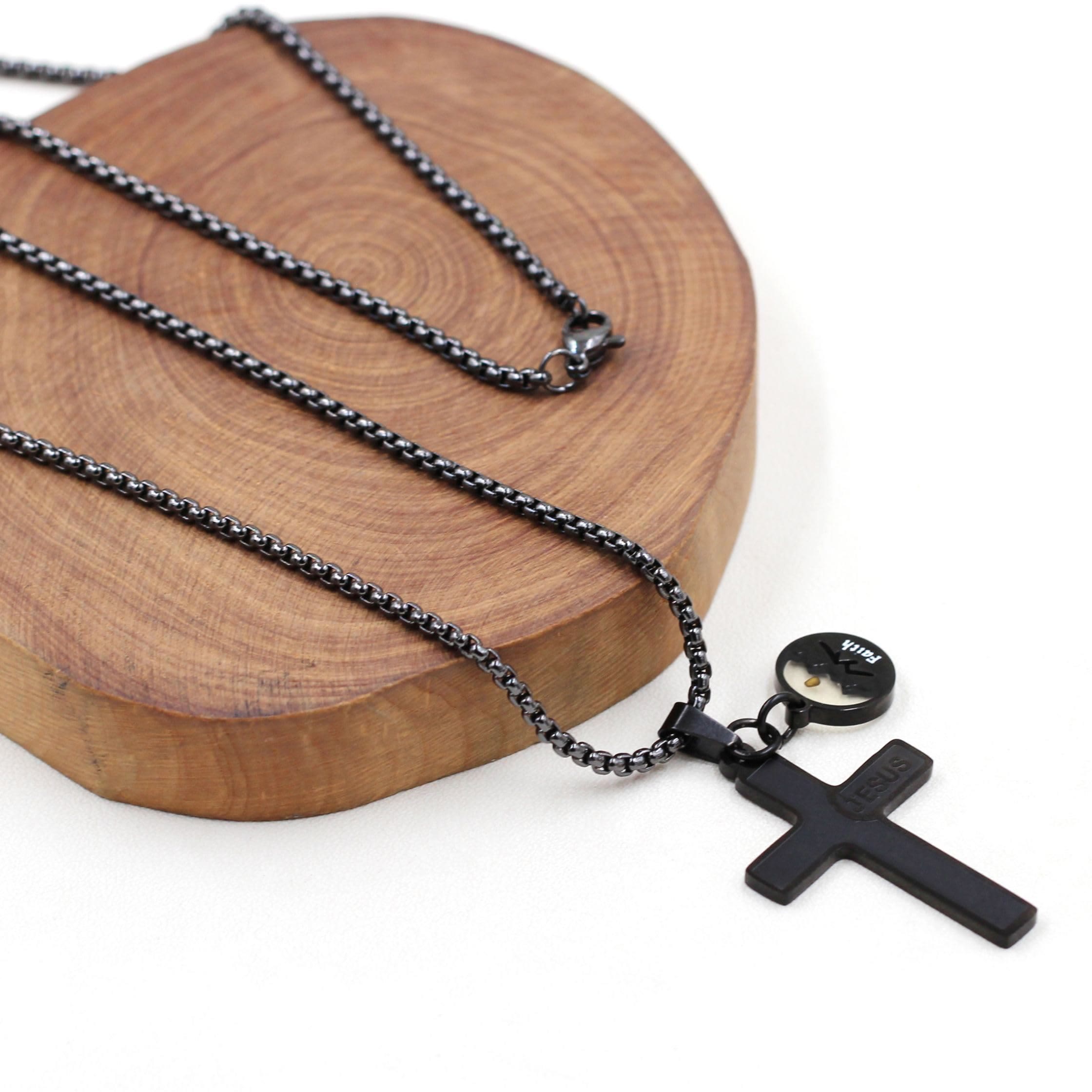 Collar de Cruz Semilla de Mostaza con Grabado de Jesús: Amor de Cristo y Poder de la Fe