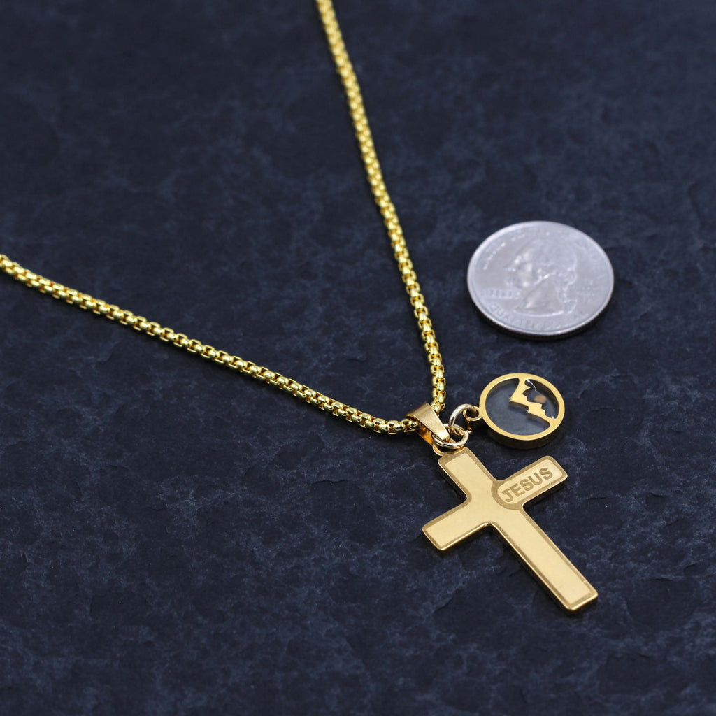 Collar de Cruz Semilla de Mostaza con Grabado de Jesús: Amor de Cristo y Poder de la Fe
