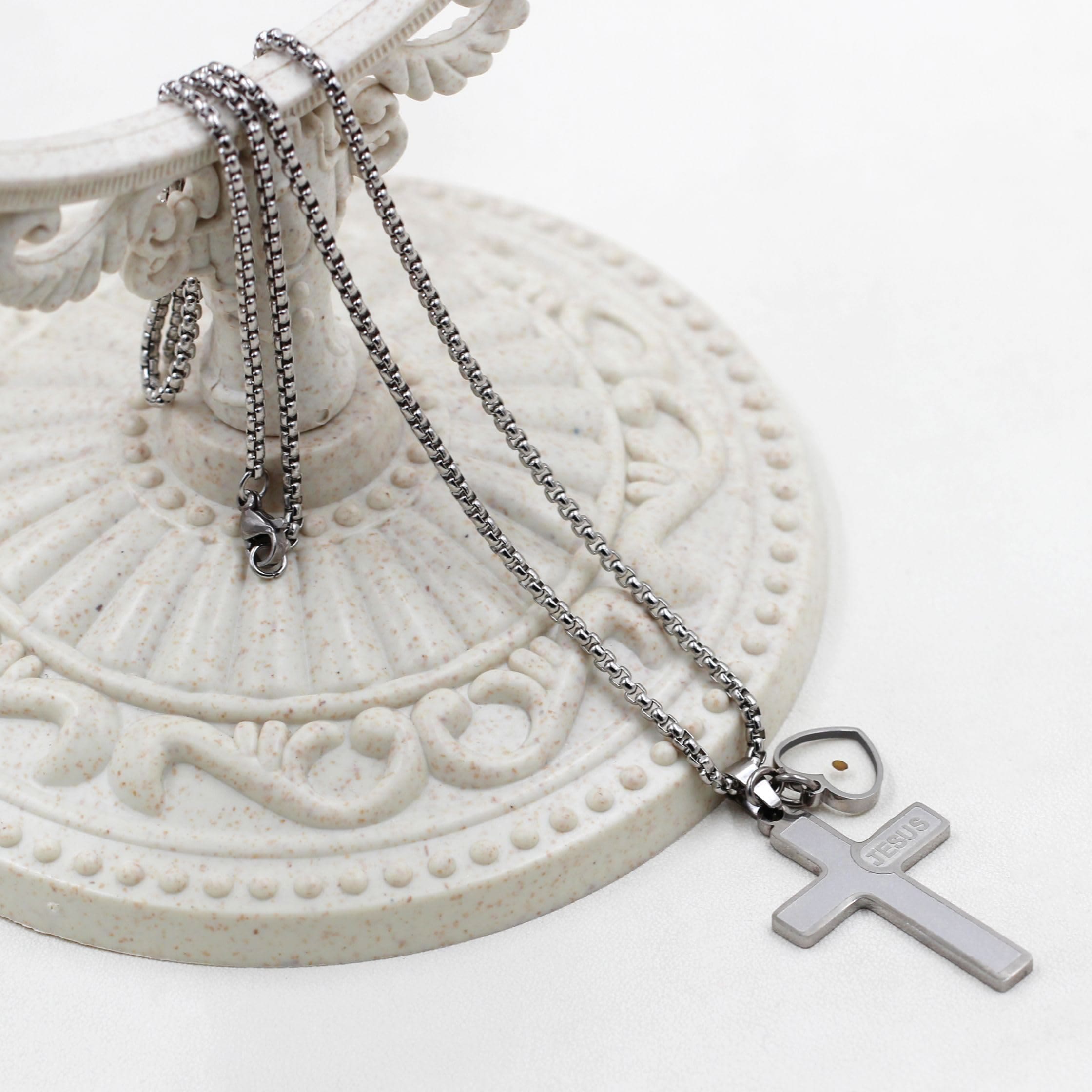 Collar de Cruz Semilla de Mostaza con Grabado de Jesús: Amor de Cristo y Poder de la Fe
