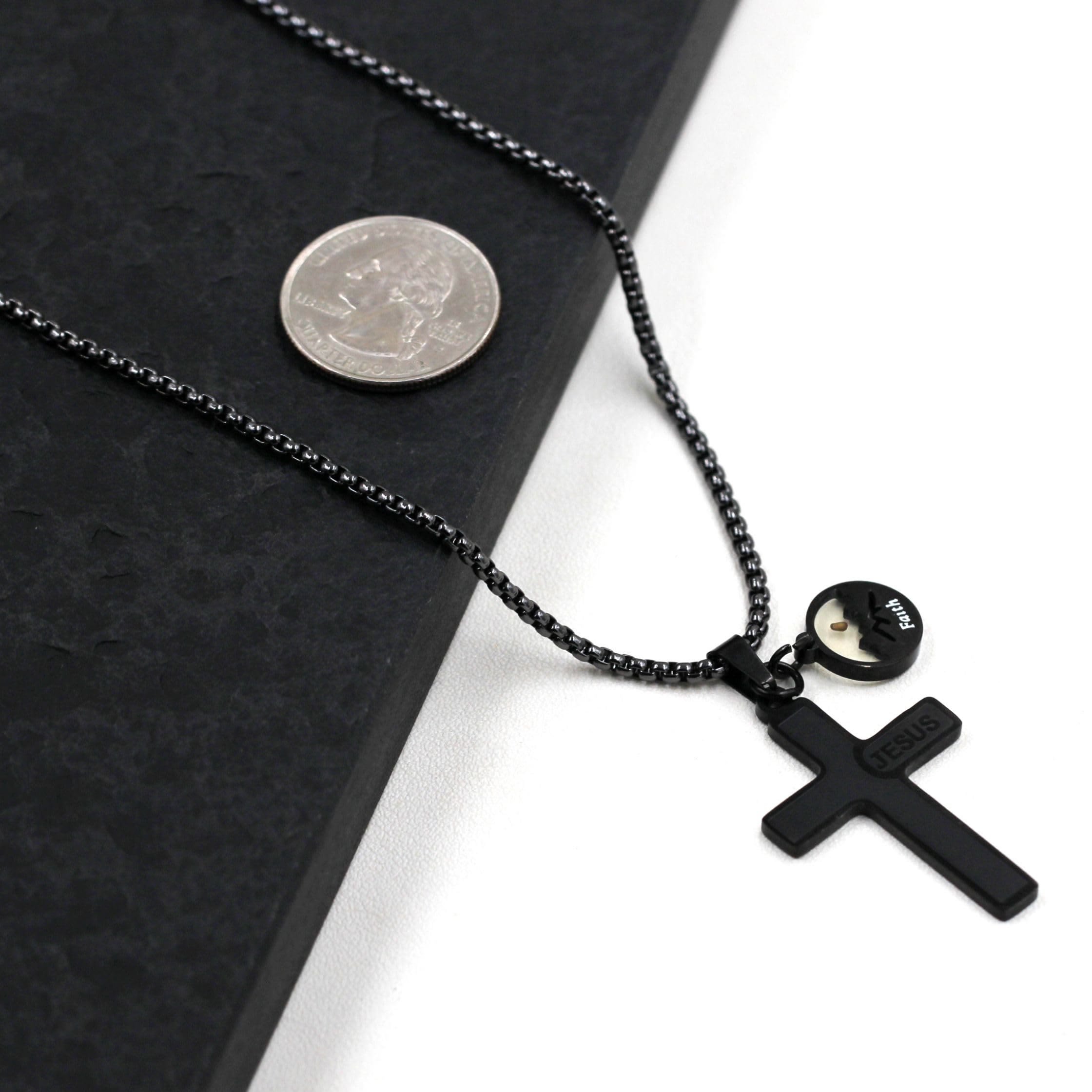 Collar de Cruz Semilla de Mostaza con Grabado de Jesús: Amor de Cristo y Poder de la Fe