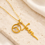 Faith Script Cross Mustard Seed Necklace