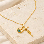 Faith Script Cross Mustard Seed Necklace