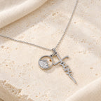 Faith Script Cross Mustard Seed Necklace