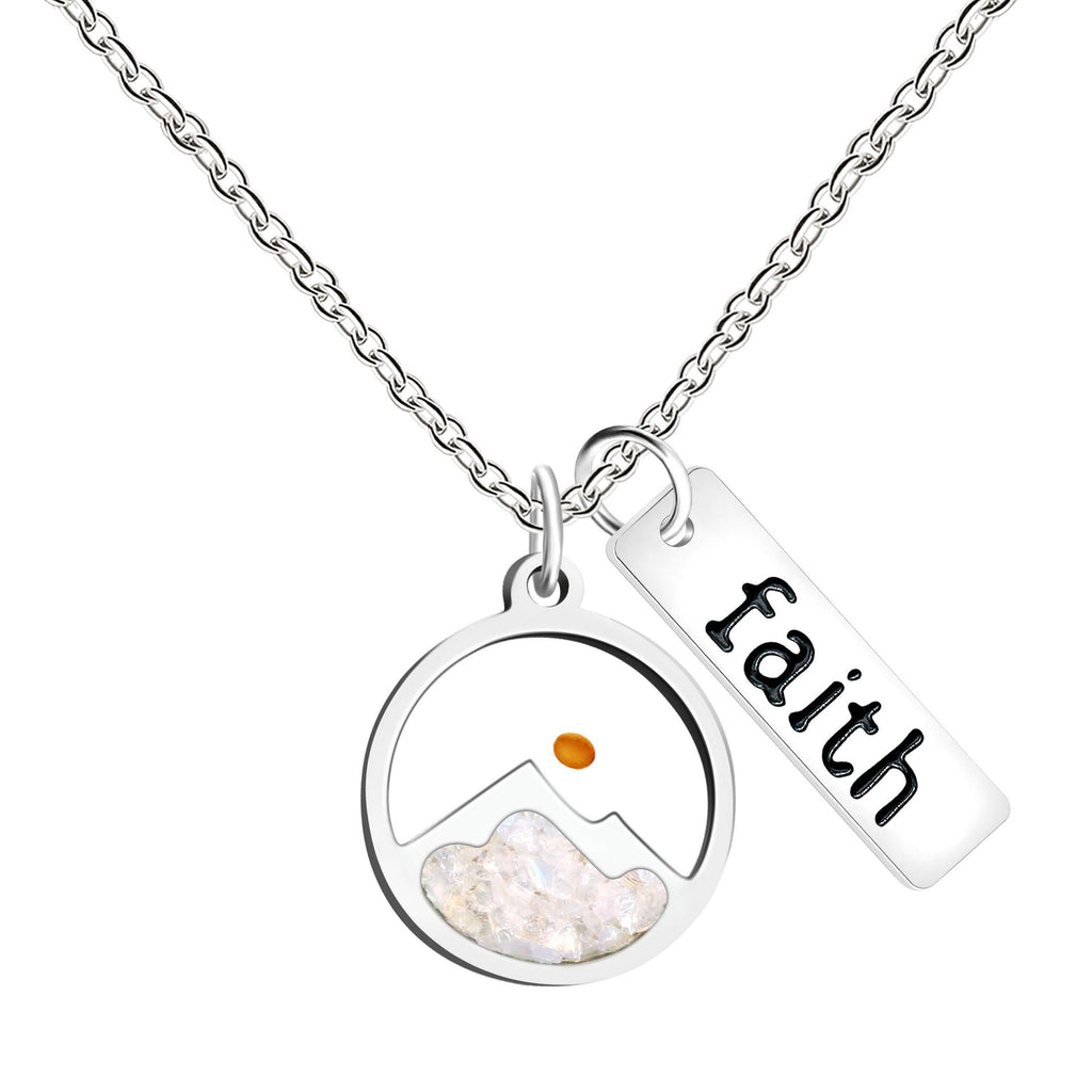 Collar de Placa de Fe con Semilla de Mostaza y Montaña: Símbolo de una Fe que Mueve Montañas