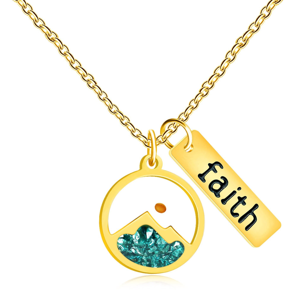 Collar de Placa de Fe con Semilla de Mostaza y Montaña: Símbolo de una Fe que Mueve Montañas