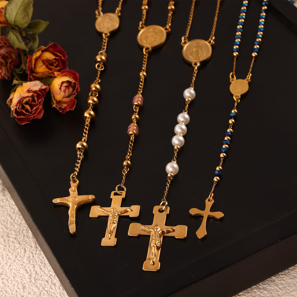 Colección de Collares Rosario de Cuentas: Metal Tono Oro para la Conexión Espiritual Diaria