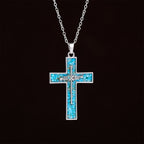 Collar de Cruz de Clavo con Incrustación de Turquesa: Símbolo del Amor Sacrificial de Cristo