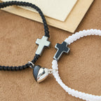 Set de Pulseras Magnéticas de Corazón y Cruz: Símbolo de Unión Sagrada y Amor Duradero
